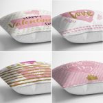 4'lü Sevgililer Günü Konseptli Özel Tasarım Modern Kombin Yastık Kırlent Kılıf Seti Realhomes