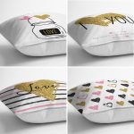 4'lü Sevgililer Günü Konseptli Özel Tasarım Modern Kombin Yastık Kırlent Kılıf Seti Realhomes