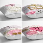 4'lü Sevgililer Günü Konseptli Özel Tasarım Modern Kombin Yastık Kırlent Kılıf Seti Realhomes