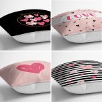 4'lü Sevgililer Günü Konseptli Özel Tasarım Modern Kombin Yastık Kırlent Kılıf Seti Realhomes