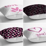 4'lü Sevgililer Günü Konseptli Özel Tasarım Modern Kombin Yastık Kırlent Kılıf Seti Realhomes