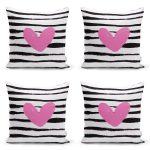 4'lü Sevgililer Günü Konseptli Özel Tasarım Modern Kombin Yastık Kırlent Kılıf Seti Realhomes