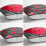 4'lü Sevgililer Günü Konseptli Özel Tasarım Modern Kombin Yastık Kırlent Kılıf Seti Realhomes