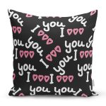 Sevgililer Günü Temalı Özel Tasarım Dijital Baskılı Modern Yastık Kırlent Kılıfı Realhomes