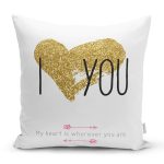 Sevgililer Günü Temalı Özel Tasarım Dijital Baskılı Modern Yastık Kırlent Kılıfı Realhomes