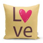 Sevgililer Günü Temalı Özel Tasarım Dijital Baskılı Modern Yastık Kırlent Kılıfı Realhomes