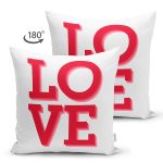 Çift Taraflı Sevgililer Günü Temalı Özel Tasarım Dijital Baskılı Modern Süet Yastık Kırlent Kılıfı Realhomes