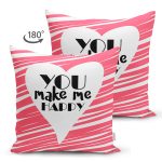 Çift Taraflı Sevgililer Günü Temalı Özel Tasarım Dijital Baskılı Modern Süet Yastık Kırlent Kılıfı Realhomes