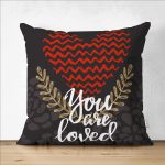 Çift Taraflı Sevgililer Günü Temalı Özel Tasarım Dijital Baskılı Modern Süet Yastık Kırlent Kılıfı Realhomes