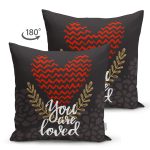 Çift Taraflı Sevgililer Günü Temalı Özel Tasarım Dijital Baskılı Modern Süet Yastık Kırlent Kılıfı Realhomes