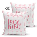 Çift Taraflı Sevgililer Günü Temalı Özel Tasarım Dijital Baskılı Modern Süet Yastık Kırlent Kılıfı Realhomes