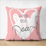 Çift Taraflı Sevgililer Günü Temalı Özel Tasarım Dijital Baskılı Modern Süet Yastık Kırlent Kılıfı Realhomes