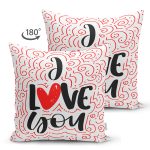 Çift Taraflı Sevgililer Günü Temalı Özel Tasarım Dijital Baskılı Modern Süet Yastık Kırlent Kılıfı Realhomes