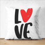 Çift Taraflı Sevgililer Günü Temalı Özel Tasarım Dijital Baskılı Modern Süet Yastık Kırlent Kılıfı Realhomes