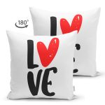 Çift Taraflı Sevgililer Günü Temalı Özel Tasarım Dijital Baskılı Modern Süet Yastık Kırlent Kılıfı Realhomes