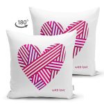 Çift Taraflı Sevgililer Günü Temalı Özel Tasarım Dijital Baskılı Modern Süet Yastık Kırlent Kılıfı Realhomes