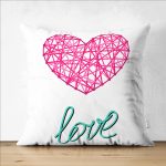 Çift Taraflı Sevgililer Günü Temalı Özel Tasarım Dijital Baskılı Modern Süet Yastık Kırlent Kılıfı Realhomes