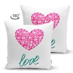 Çift Taraflı Sevgililer Günü Temalı Özel Tasarım Dijital Baskılı Modern Süet Yastık Kırlent Kılıfı Realhomes