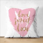 Çift Taraflı Sevgililer Günü Temalı Özel Tasarım Dijital Baskılı Modern Süet Yastık Kırlent Kılıfı Realhomes