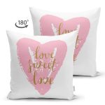 Çift Taraflı Sevgililer Günü Temalı Özel Tasarım Dijital Baskılı Modern Süet Yastık Kırlent Kılıfı Realhomes