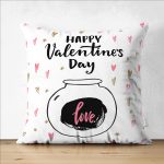 Çift Taraflı Sevgililer Günü Temalı Özel Tasarım Dijital Baskılı Modern Süet Yastık Kırlent Kılıfı Realhomes