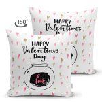 Çift Taraflı Sevgililer Günü Temalı Özel Tasarım Dijital Baskılı Modern Süet Yastık Kırlent Kılıfı Realhomes