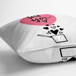 Çift Taraflı Sevgililer Günü Temalı Özel Tasarım Dijital Baskılı Modern Süet Yastık Kırlent Kılıfı Realhomes