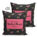 Çift Taraflı Sevgililer Günü Temalı Özel Tasarım Dijital Baskılı Modern Süet Yastık Kırlent Kılıfı Realhomes