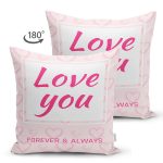 Çift Taraflı Sevgililer Günü Temalı Özel Tasarım Dijital Baskılı Modern Süet Yastık Kırlent Kılıfı Realhomes