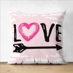 Çift Taraflı Sevgililer Günü Temalı Özel Tasarım Dijital Baskılı Modern Süet Yastık Kırlent Kılıfı Realhomes