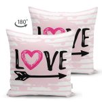Çift Taraflı Sevgililer Günü Temalı Özel Tasarım Dijital Baskılı Modern Süet Yastık Kırlent Kılıfı Realhomes