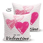Çift Taraflı Sevgililer Günü Temalı Özel Tasarım Dijital Baskılı Modern Süet Yastık Kırlent Kılıfı Realhomes