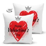 Çift Taraflı Sevgililer Günü Temalı Özel Tasarım Dijital Baskılı Modern Süet Yastık Kırlent Kılıfı Realhomes