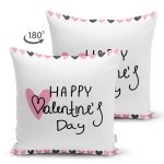 Çift Taraflı Sevgililer Günü Temalı Özel Tasarım Dijital Baskılı Modern Süet Yastık Kırlent Kılıfı Realhomes