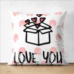 Çift Taraflı Sevgililer Günü Temalı Özel Tasarım Dijital Baskılı Modern Süet Yastık Kırlent Kılıfı Realhomes