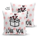 Çift Taraflı Sevgililer Günü Temalı Özel Tasarım Dijital Baskılı Modern Süet Yastık Kırlent Kılıfı Realhomes