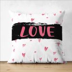 Çift Taraflı Sevgililer Günü Temalı Özel Tasarım Dijital Baskılı Modern Süet Yastık Kırlent Kılıfı Realhomes