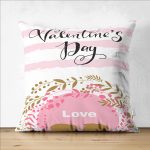 Çift Taraflı Sevgililer Günü Temalı Özel Tasarım Dijital Baskılı Modern Süet Yastık Kırlent Kılıfı Realhomes