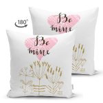 Çift Taraflı Sevgililer Günü Temalı Özel Tasarım Dijital Baskılı Modern Süet Yastık Kırlent Kılıfı Realhomes