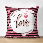 Çift Taraflı Sevgililer Günü Temalı Özel Tasarım Dijital Baskılı Modern Süet Yastık Kırlent Kılıfı Realhomes