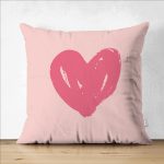 Çift Taraflı Sevgililer Günü Temalı Özel Tasarım Dijital Baskılı Modern Süet Yastık Kırlent Kılıfı Realhomes