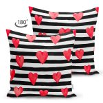 Çift Taraflı Sevgililer Günü Temalı Özel Tasarım Dijital Baskılı Modern Süet Yastık Kırlent Kılıfı Realhomes