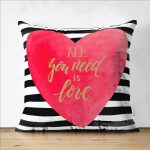 Çift Taraflı Sevgililer Günü Temalı Özel Tasarım Dijital Baskılı Modern Süet Yastık Kırlent Kılıfı Realhomes