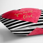 Çift Taraflı Sevgililer Günü Temalı Özel Tasarım Dijital Baskılı Modern Süet Yastık Kırlent Kılıfı Realhomes