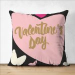 Çift Taraflı Sevgililer Günü Temalı Özel Tasarım Dijital Baskılı Modern Süet Yastık Kırlent Kılıfı Realhomes
