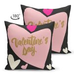 Çift Taraflı Sevgililer Günü Temalı Özel Tasarım Dijital Baskılı Modern Süet Yastık Kırlent Kılıfı Realhomes