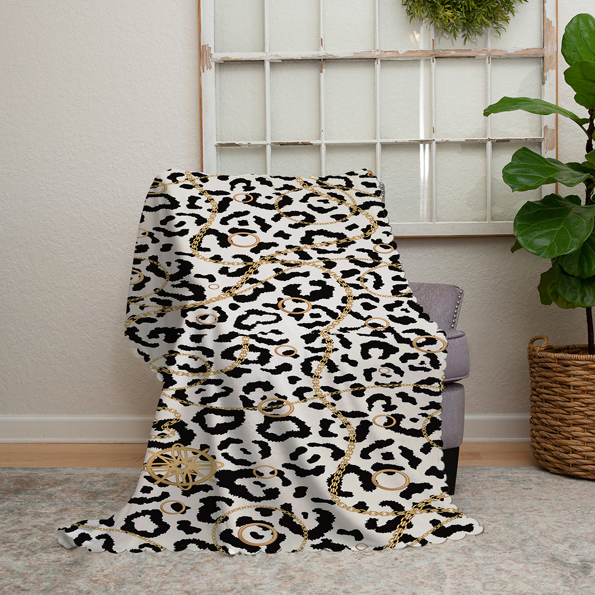 Realhomes Zebra Desenli Altin Detayli Modern Sonil Koltuk Ortusu Realhomes