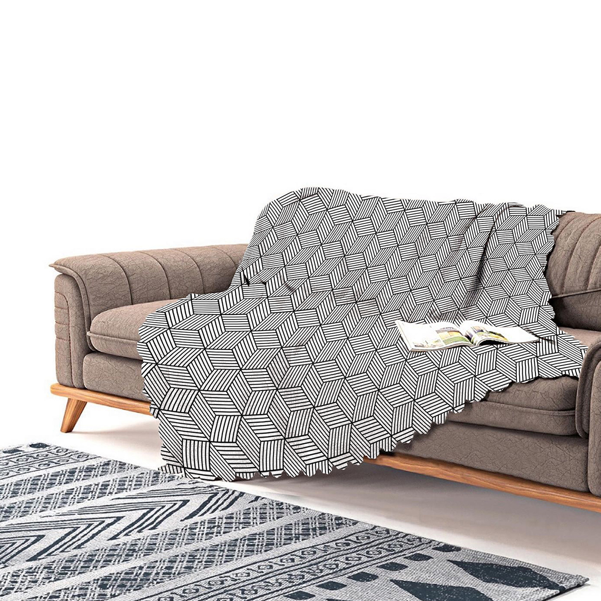 realhomes 3d cube desenli dijital baskili modern sonil koltuk ortusu realhomes