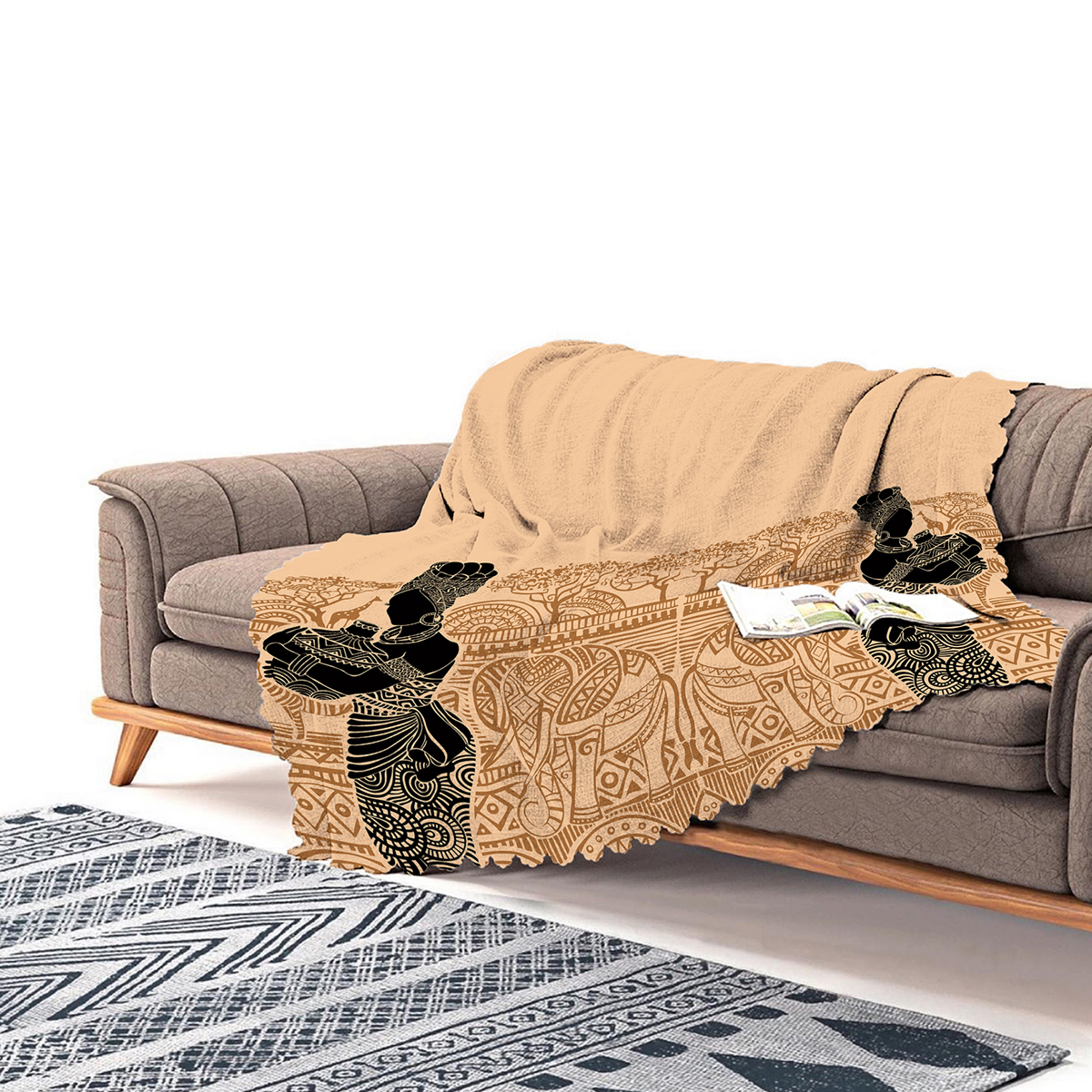 Realhomes Etnik Desen Zeminli Afrika Kadin Motifli Modern Sonil Koltuk Sali Realhomes