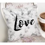 Mermer Zemin Üzerinde Love Yazılı Özel Tasarım Modern Yastık Kırlent Kılıfı Realhomes